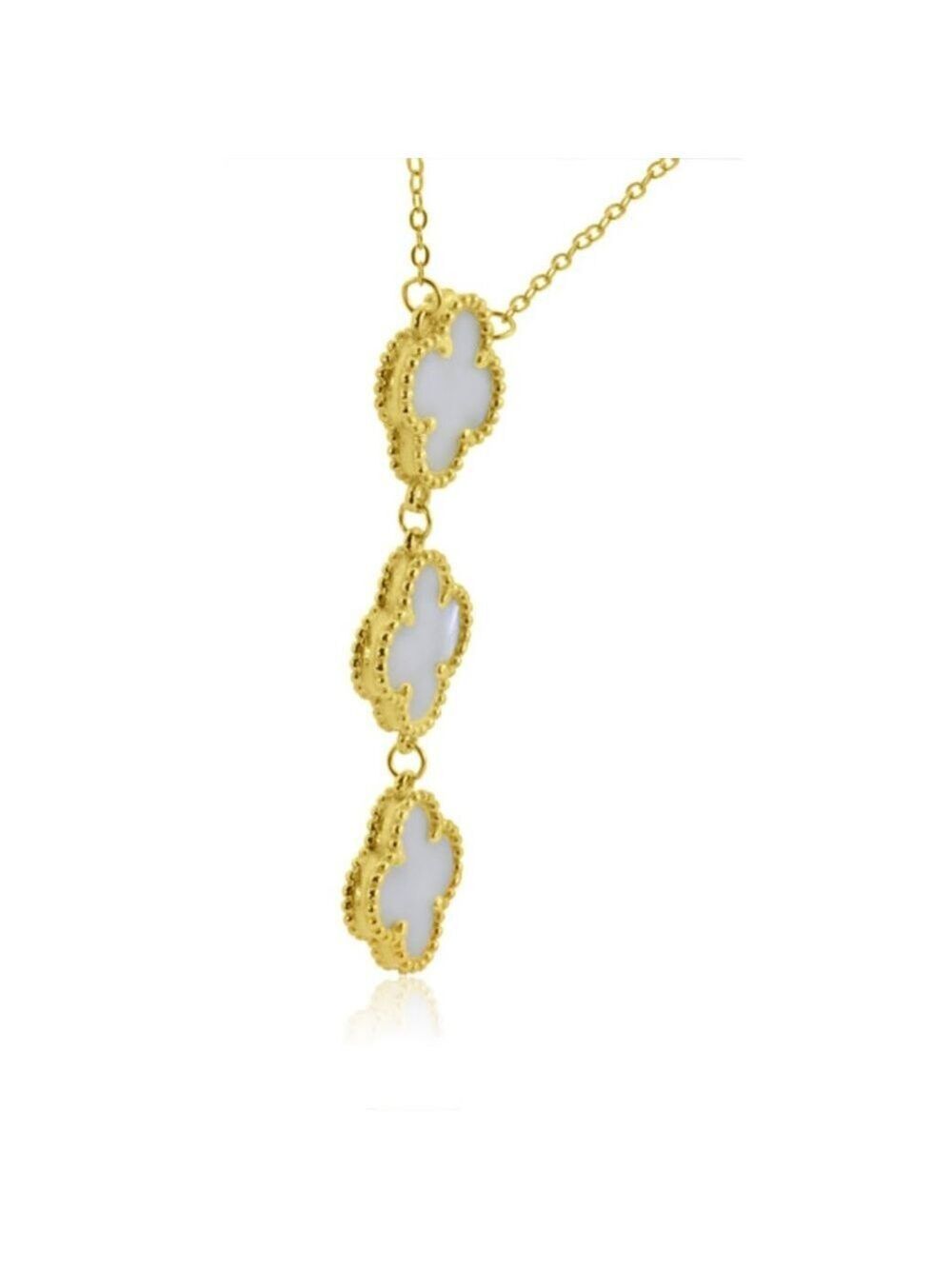18k GP Sterling Silver Mother of Pearls Necklace - Picture 2 of 4